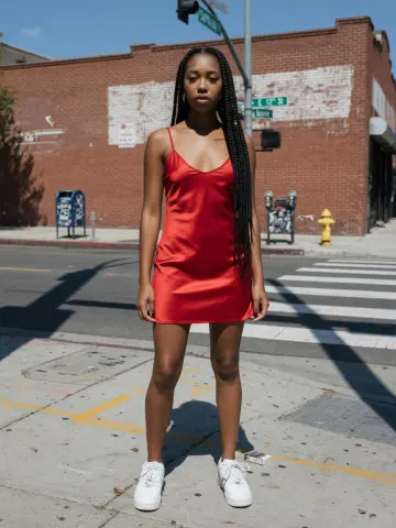Red dress before